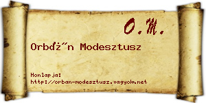 Orbán Modesztusz névjegykártya